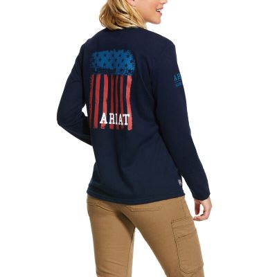 Ariat Work: FR Americana Graphic Camisetas Mujer - Azul Marino (KXVPM7146)